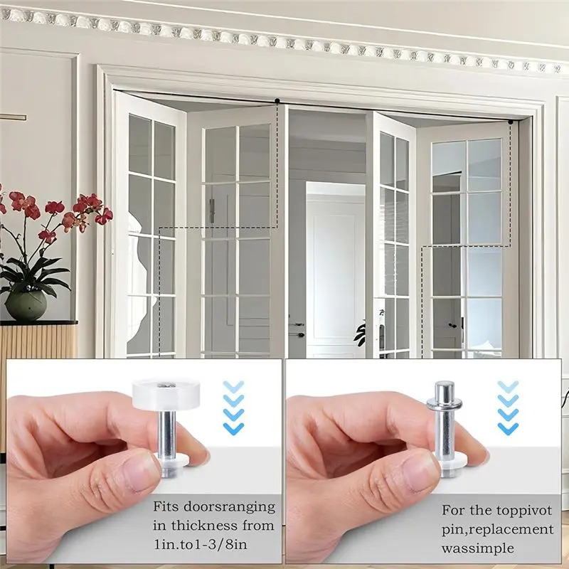 AA94-Bi-Fold Door Top Roller Guide Wheel And Top Pivot,Spring Loaded Bifold Door Hardware Kit Bifold Closet Door Repair Kit