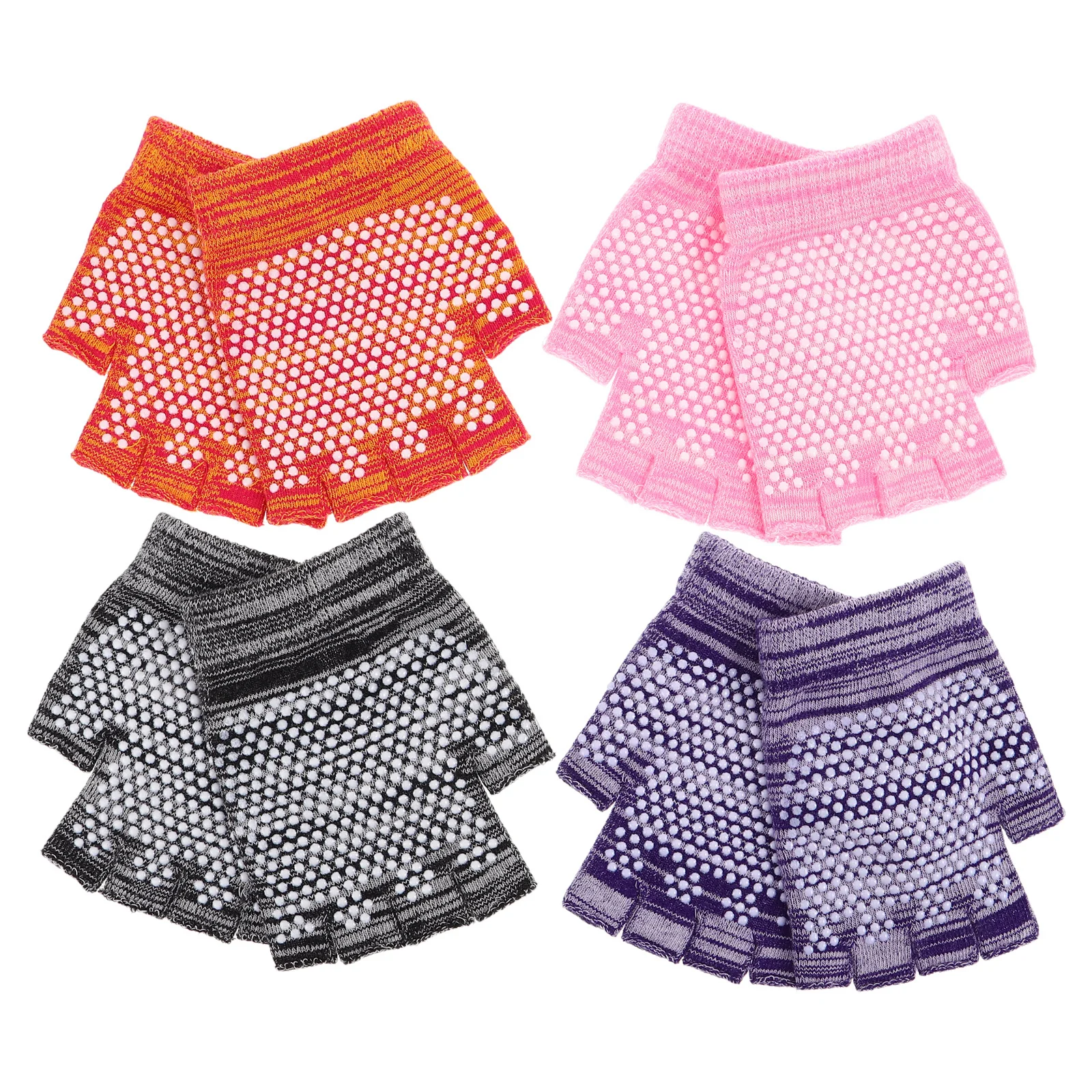 

4Pairs Yoga Gloves Non-Slip Women Fingerless Half-Finger Cycling Biking Fitness Gloves Breathable Workout Training Accessories