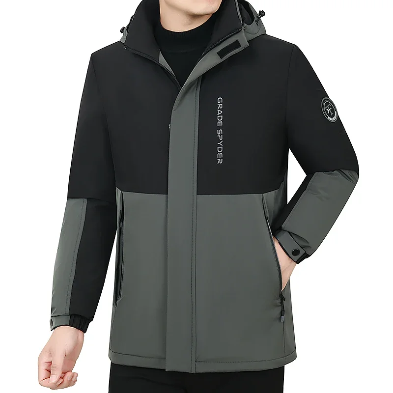

New Winter Korean Style Mens Parkas Autumn Hooded Casual Brand Windproof Outwear Hat Male Jacket Waterproof Parkas Jacket