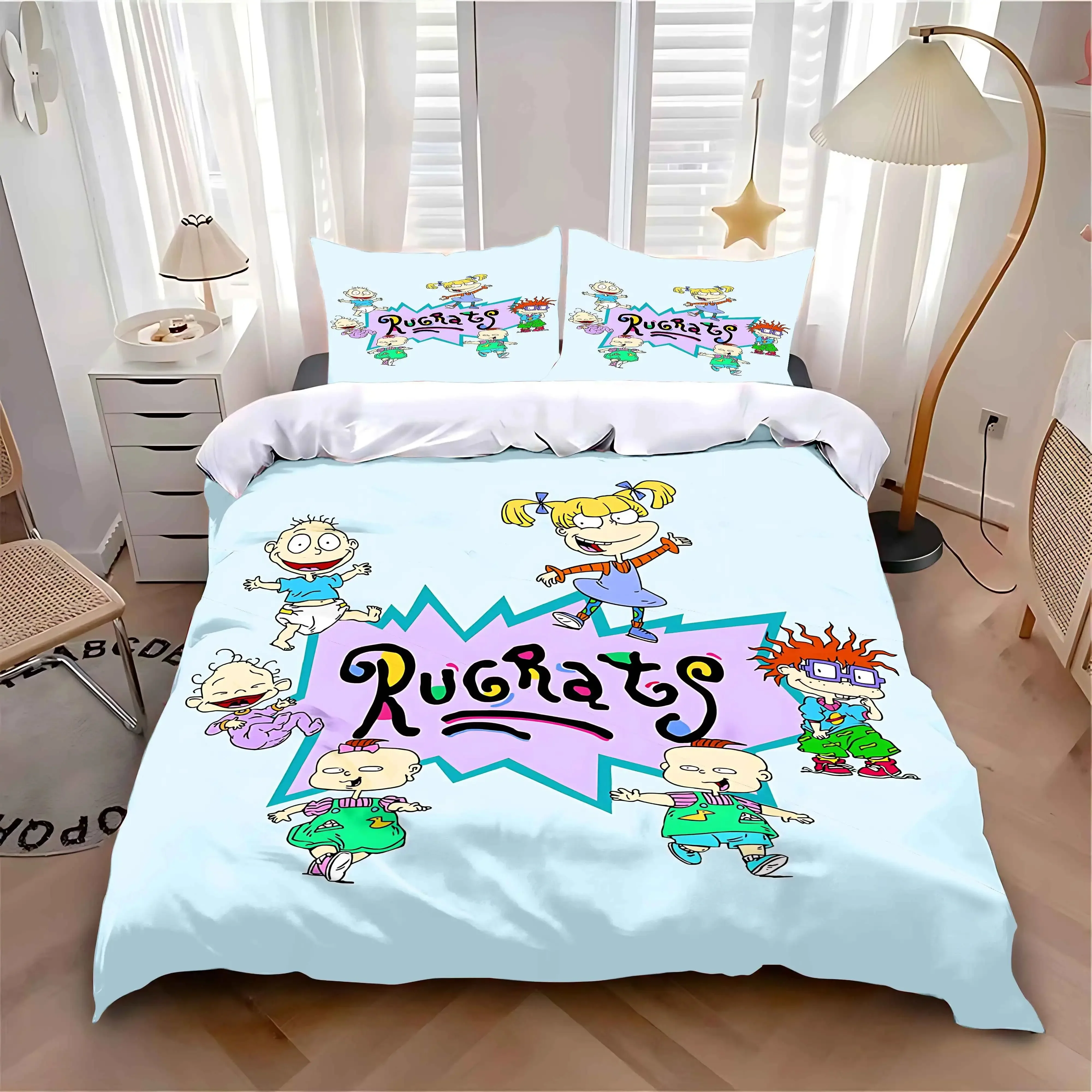 Duvet Cover Pillowcase Bedding Set Adult Boy Girl Bedroom Decoration Children Gift Single Double Large Size Cartoon R-rugrats