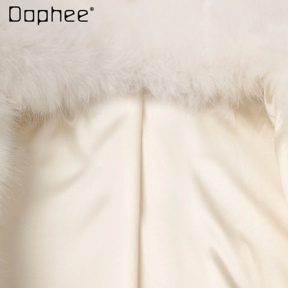 Large Lapel Loose Casual Mid-length Wool Coat for Women Winter New Office Lady Fashion Versatile Thicken Warm Faux Fur Coat