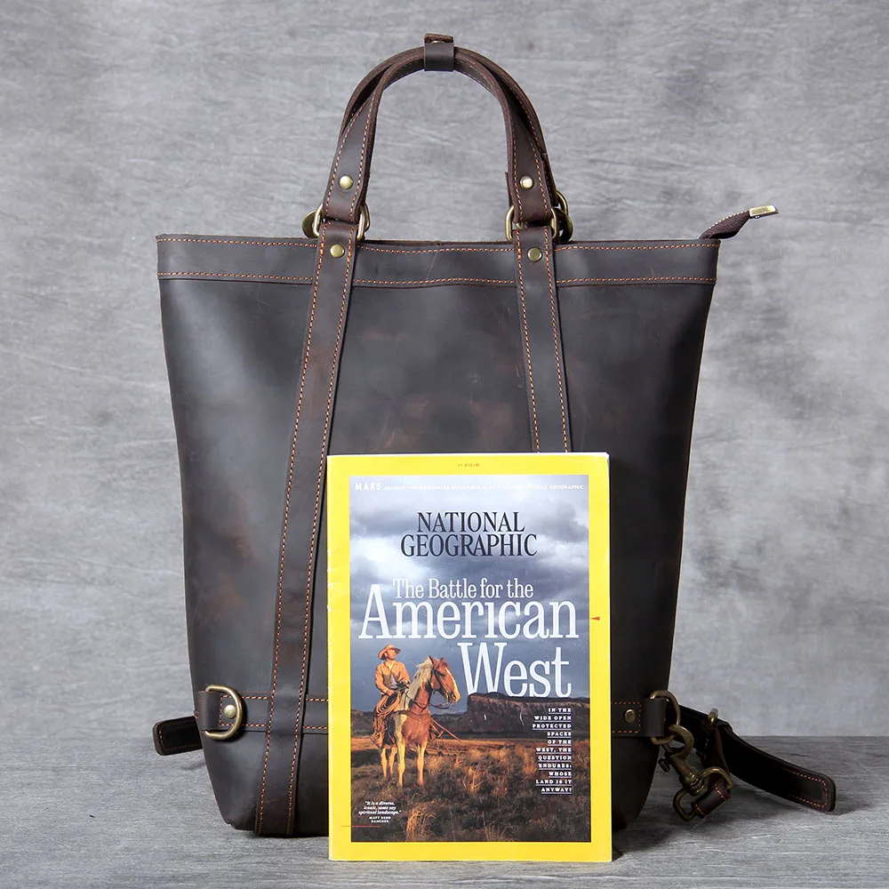 S.WORKER Vintage Echtleder-Rucksack Laptop-Tasche Lässige Crazy-Horse-Leder-Schultasche Outdoor-Reise-Weekender-Tasche – Detail 18