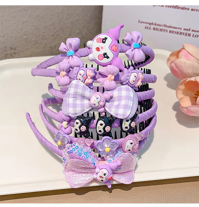 ที่คาดผมล้างหน้าเด็กน่ารัก 1 ชิ้น, เครื่องประดับผมการ์ตูน Sanrio, ที่คาดผม Kuromi หวาน, ของขวัญเครื่องประดับผมบูติก