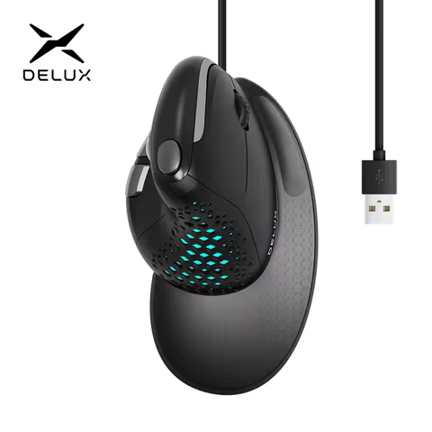 Delux Seeker M618XSU 인체 공학적 수직 유선 마우스 RGB 라이트 탈착식 뒷면 커버 노트북 컴퓨터 용 4000 인치 당 점 게임용 마우스