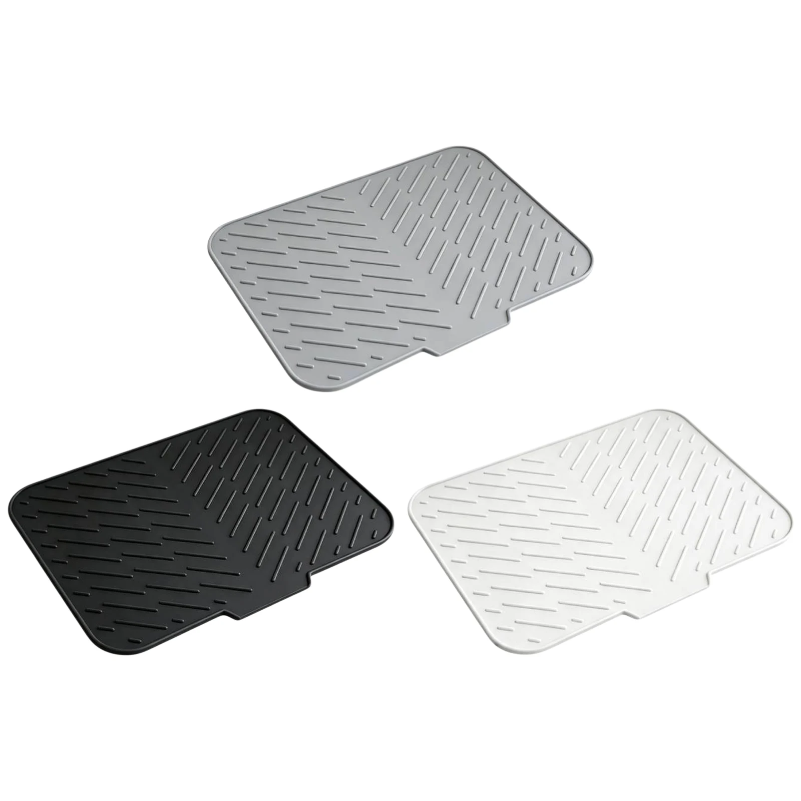 Large Silicone Dish Drying Mat Sloped Drain Countertop Non-Slip Heat Kitchen Drying Pad 16x12in