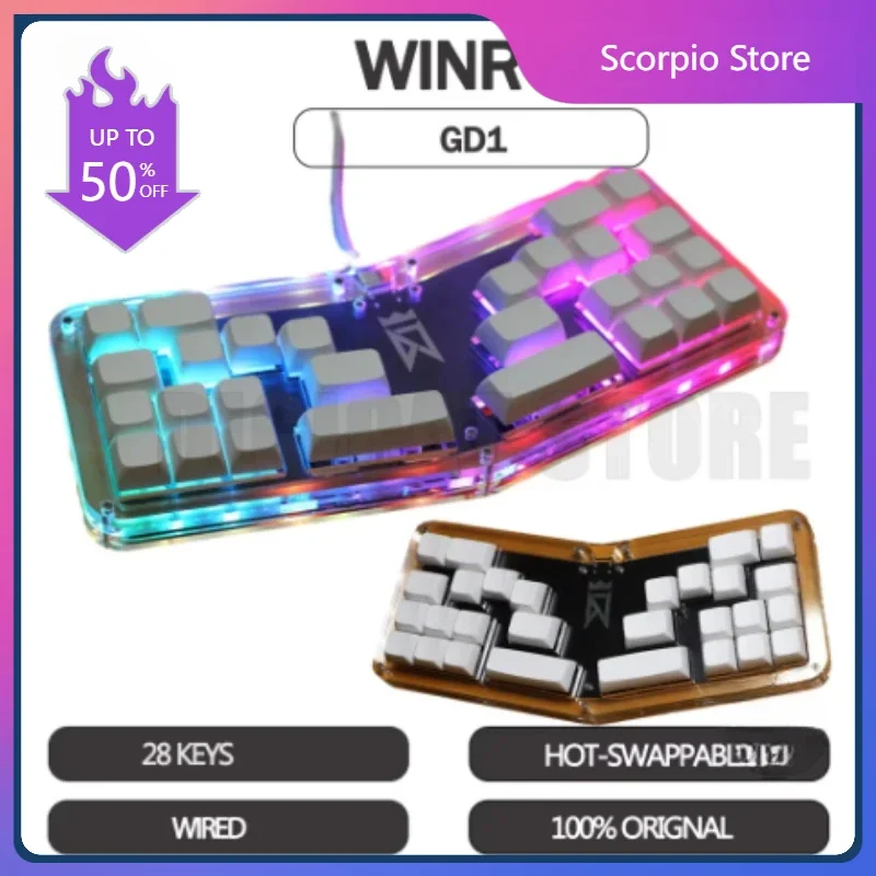 Winry GD1B Mechanical Keyboard Wired Mini Keyboard Hot Swapping Diy Customized Split Keyboard Kit for Windows/Macos/iOS/Android