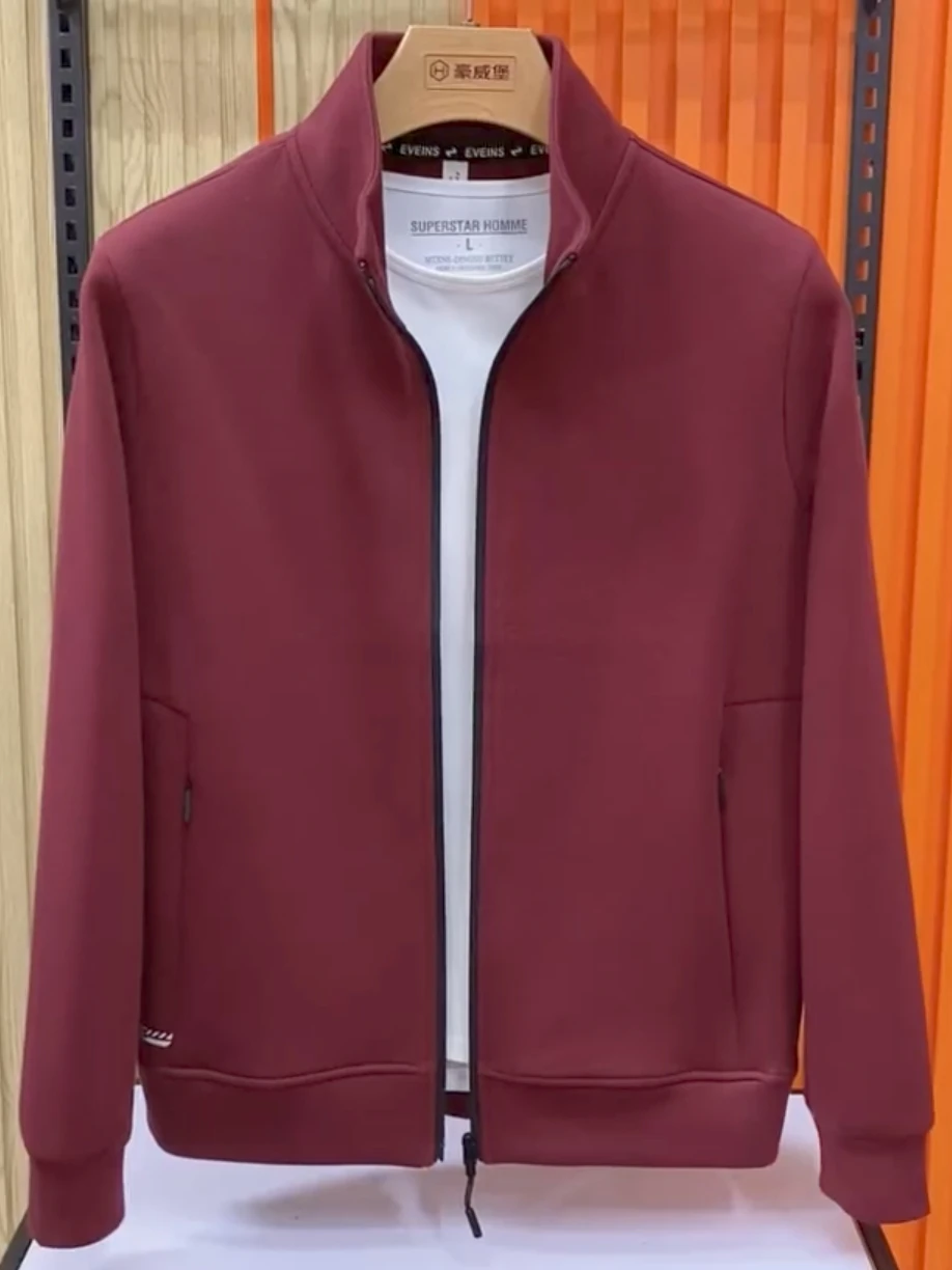 

Faionable Stand Collar Men's Jaet Comfortable High Quali Autumn Outerwear Sli Versatile Busin Casual Haome