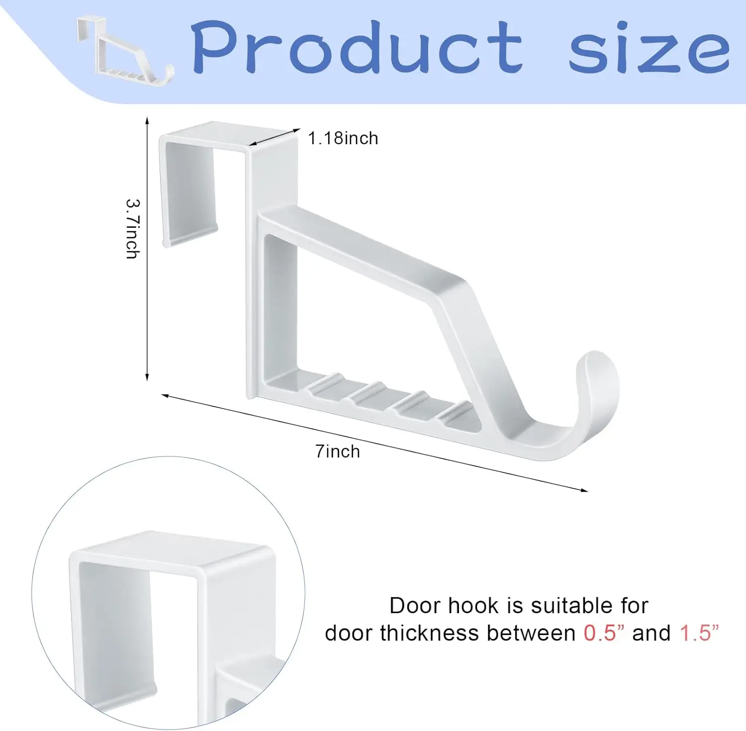 2 Pack Over The Door Hooks for Hangers - Extra Strong White Plastic Over Door Hook for Hanging Clothes, Towels, Robes, Hats, Bag