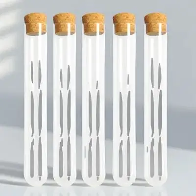 

25Pcs Clear Plastic Test Tube with Wooden Plugs Ideal for Lab Science Experiment Home School Project Storage Sealed Strong
