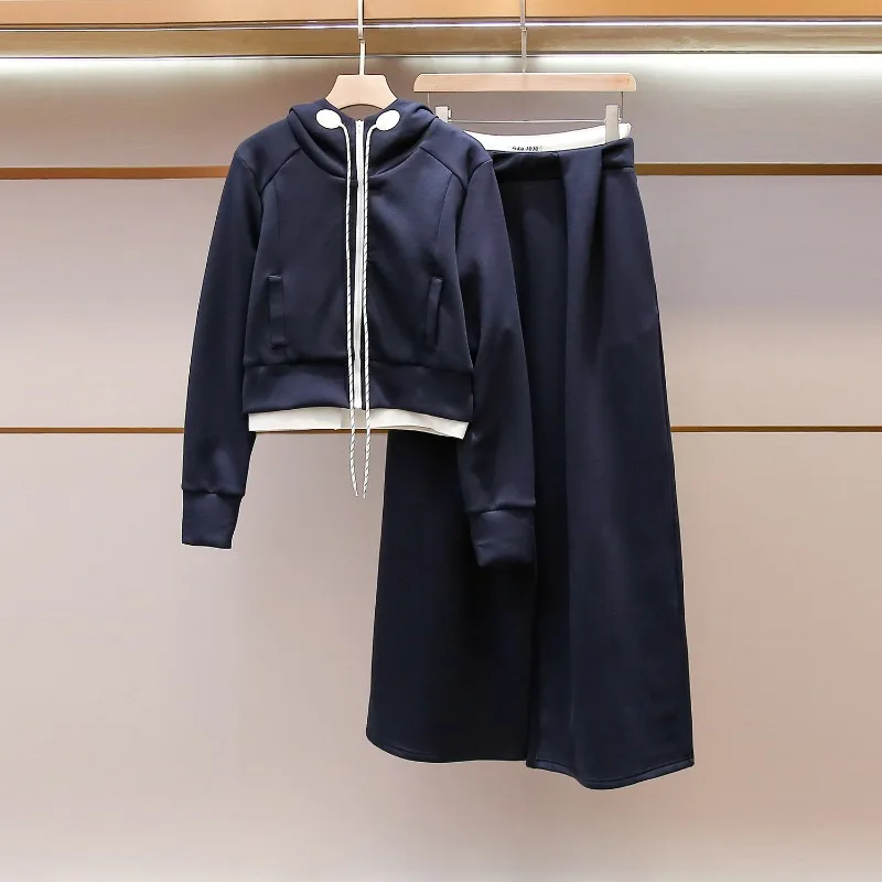 High-end Women's Clothing Spring Summer New Korean Version Fashion Sports Style Hooded Sweater Wide-leg Pants Set Simple Casual