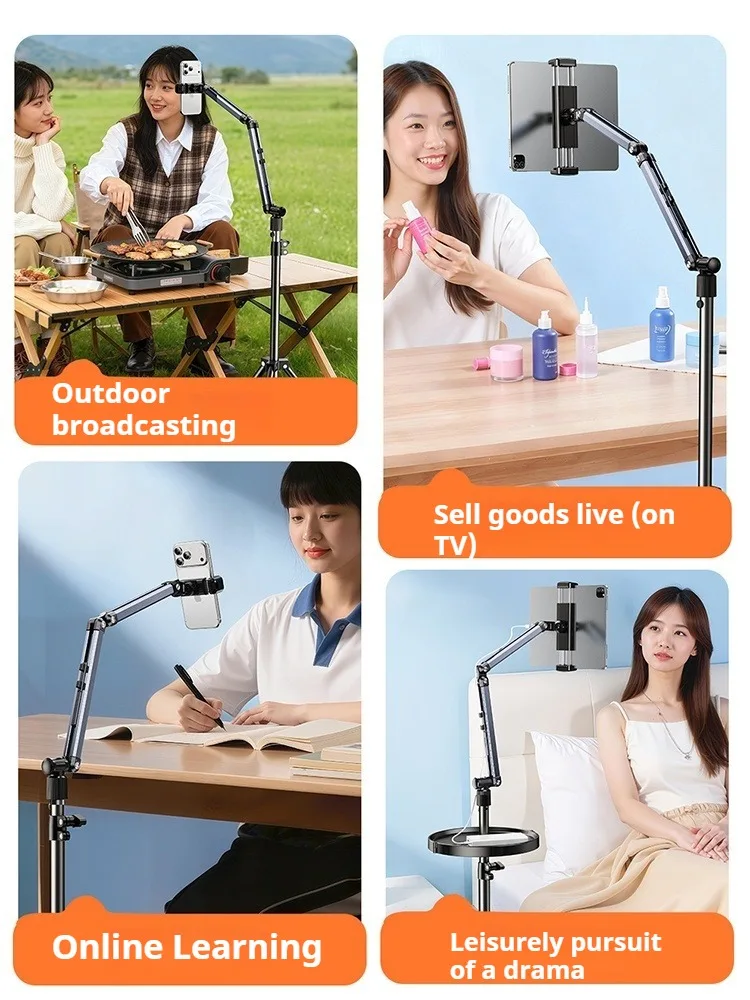 Penyangga Tablet Lantai Eary, Penyangga Ponsel di Atas Tempat Tidur, Penyangga Sudut dan Tinggi yang Dapat Disesuaikan, Kompatibel dengan iPhone iPad Pro Air Mini Samsung