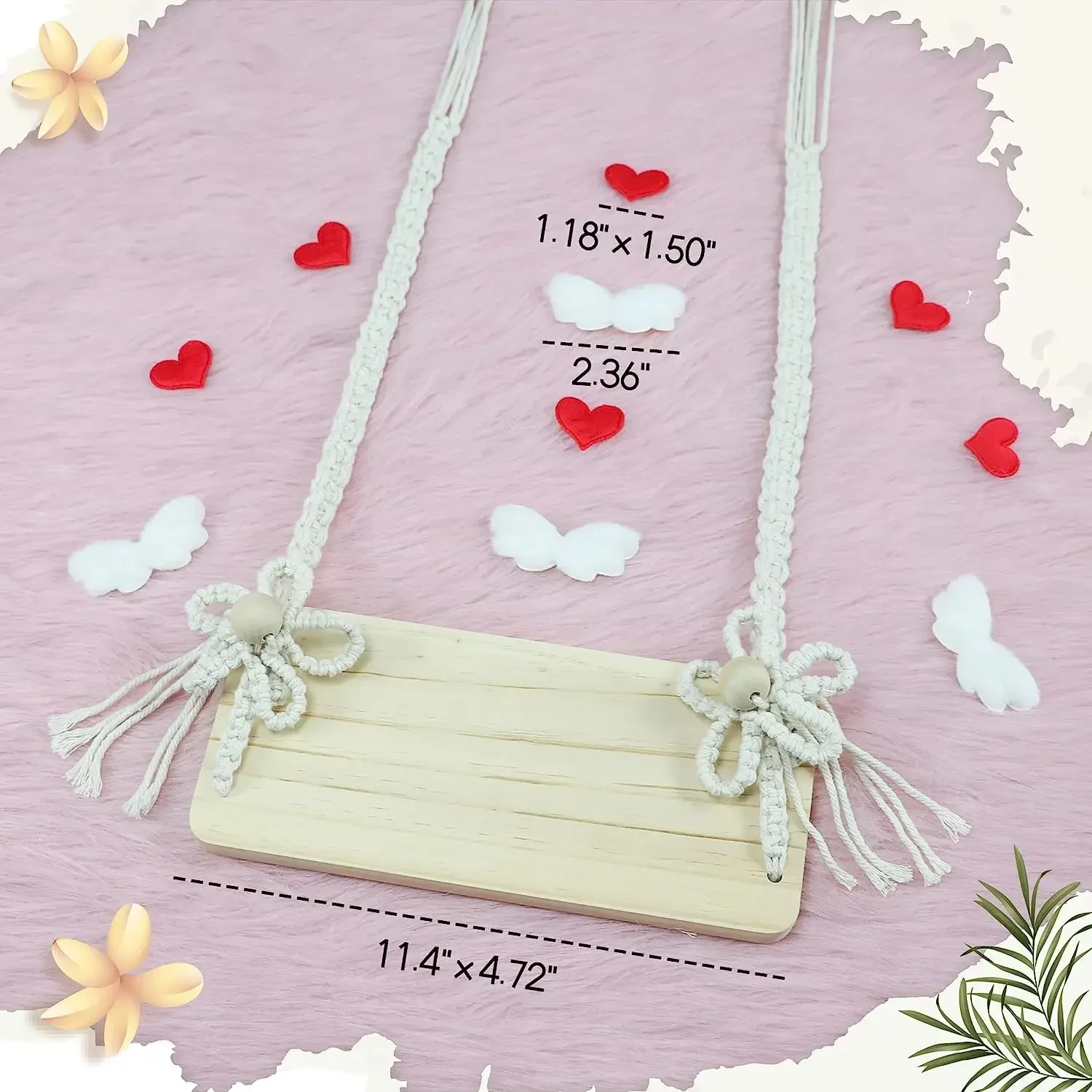 INS Newborn Photography Props Swing Prop Wooden Swing Seats Baby Wooden Prop Swing Baby Photoshoot Photography Accessories