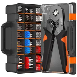 Ferrule Crimping Tool Kit with Wire Connectors AWG23-7 Self-adjustable Ratchet Wire Crimping Tool Kit Crimper Plier Set