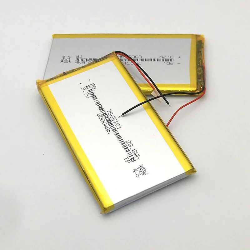 

Premium 3.7V Polymer Lipo Battery 8000Mah 7565121 for Bluetooth Headset Smart Bracelet
