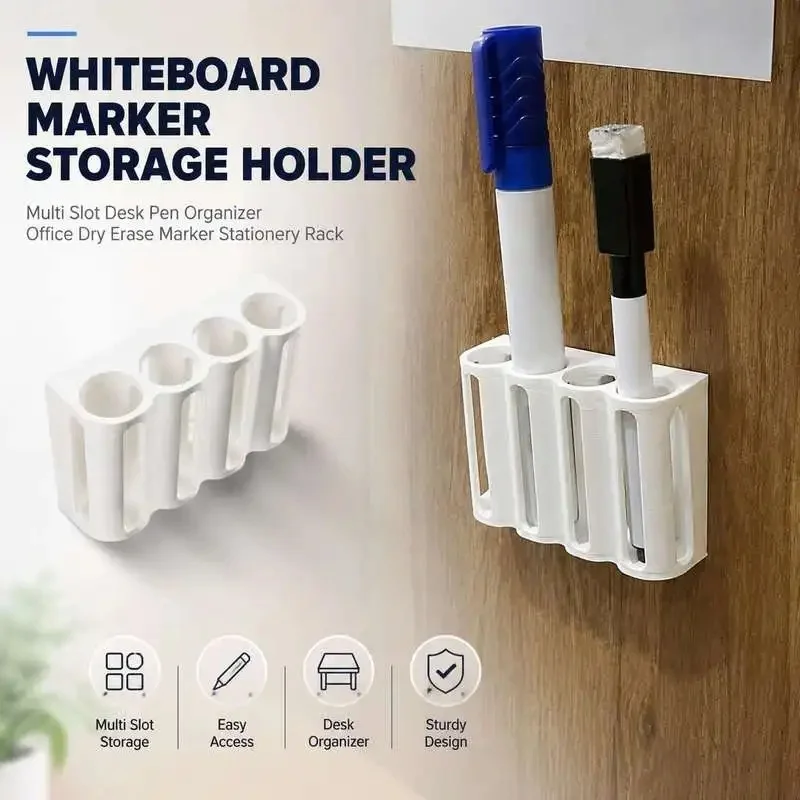Multi Slot Whiteboard Marker Wall Mount Storage Rack Desk Pen Holder Dry Erase Marker Stationary Organizer