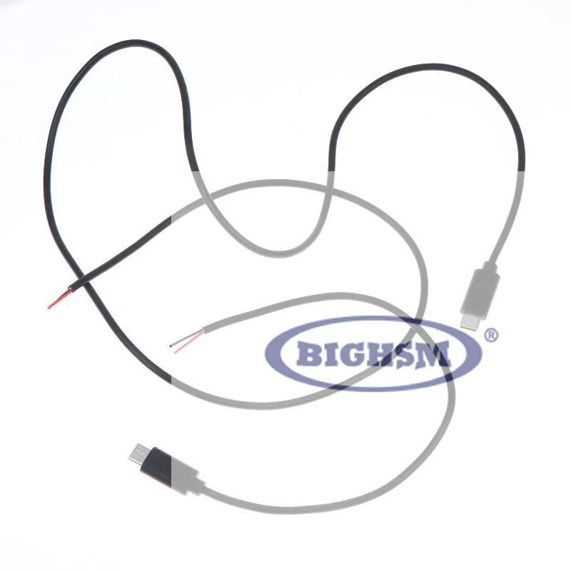 USB Type-C Pigtail Cable Extension Power Cable USB-C Plug To 2 Pin Bare Wire Open End Connector For DIY Repair Wire Cord