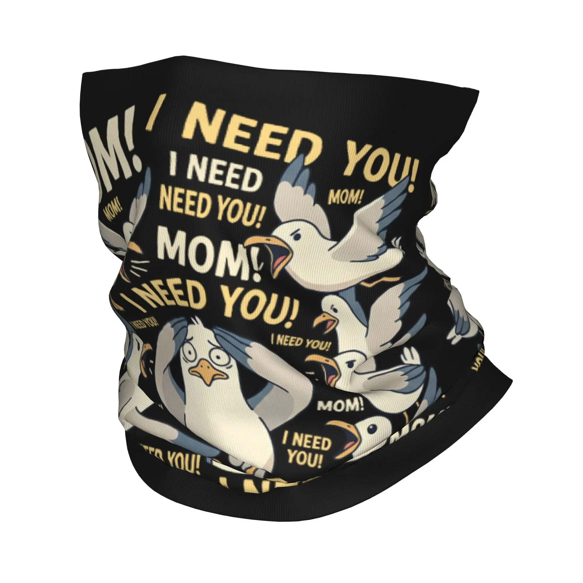 Mom I Need You Funny Seagull Bandana Neck Cover Balaclavas Face Mask Scarf Printed Mother's Day Animal Headwear Multi-use Adult
