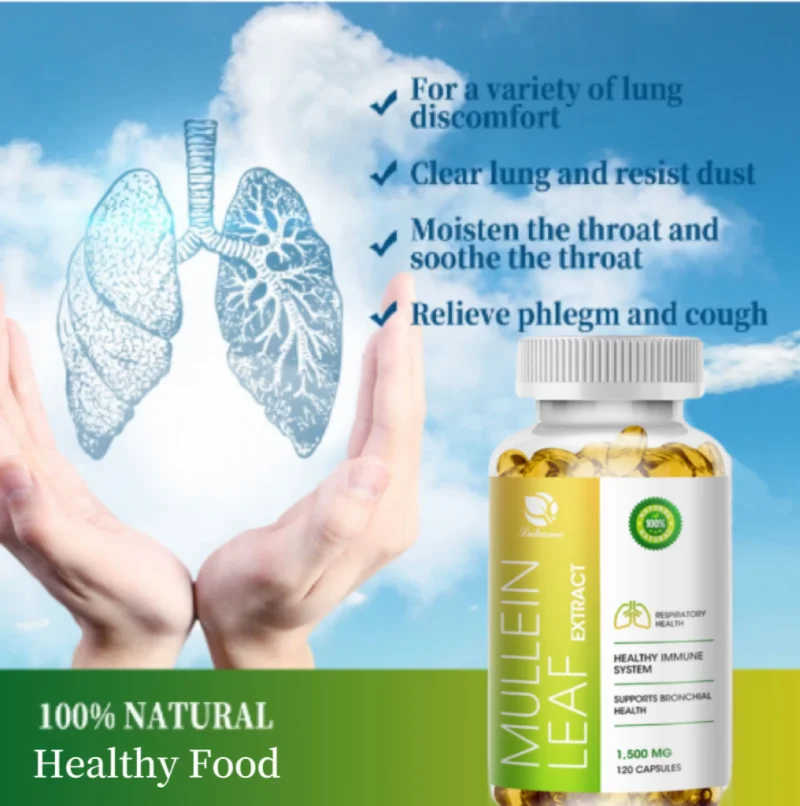 

Lukaree Mullein Leaf Capsule Clean the Lung Protecting the Respiratory System Relieve Phlegm and Cough Immune Support Help Sleep