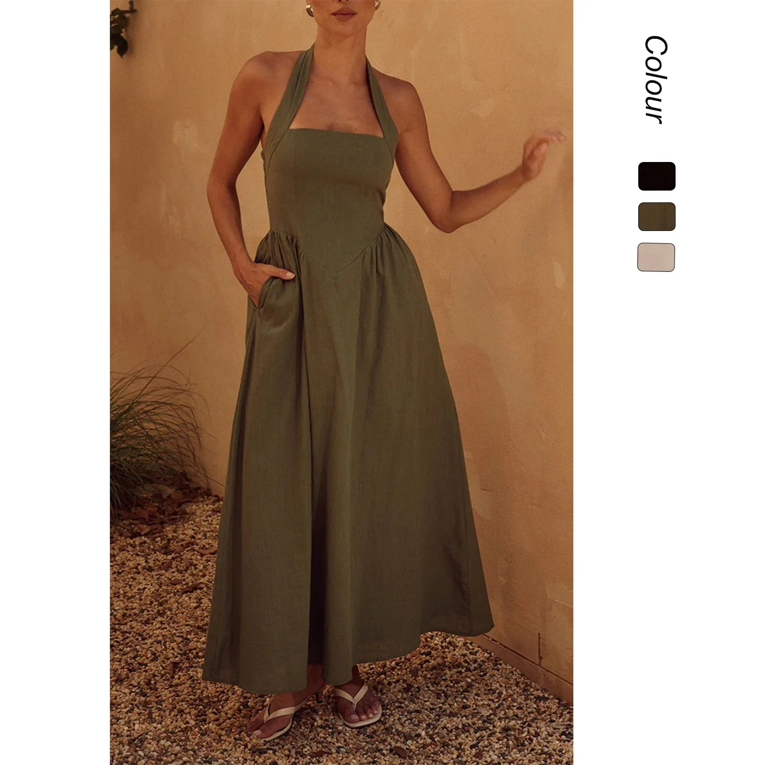

2025 Summer New Women's Fashion Temperament Halter Dress