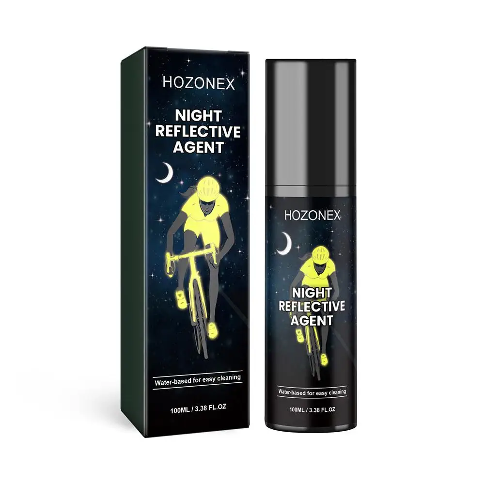 100ML Reflecterend spuitmiddel Hoge zichtbaarheid Nachtlopen Fluorescerend Glow-in-the-dark Waarschuwingsverf Kleding Fietsen Fiets A3X3