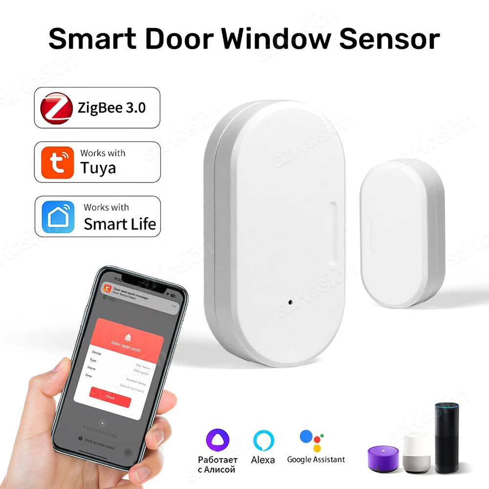 Tuya Zigbee Door Window Sensor Smart Home Burglar Alarm Automation Remote Control Works with Alexa Google Home Smart Life APP