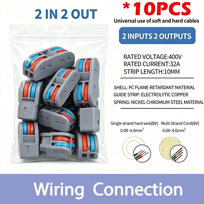 Quick Wire Connectors push-in Spring splicing Butt Wiring Connection Electrical Compact Cable Connector Junction box 2/3/4/5Pin