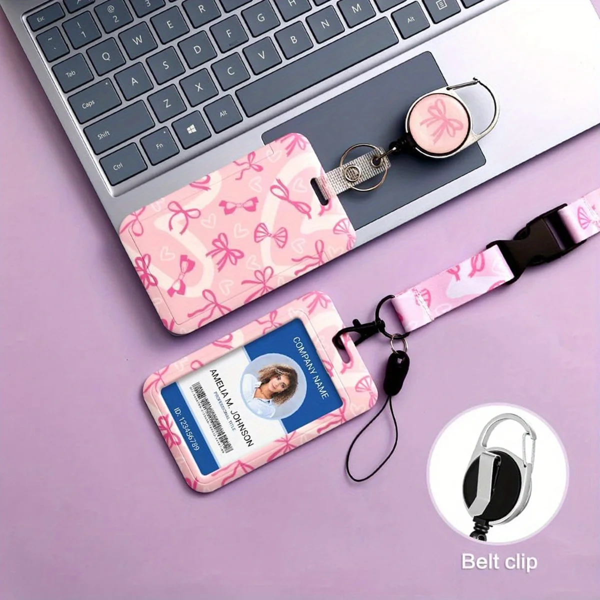 Smycze do identyfikatorów dla kobiet, urocze smycze dla nauczycielek z klipsem do identyfikatora, wysuwany brelok do kluczy, wytrzymały zwijacz do identyfikatora.