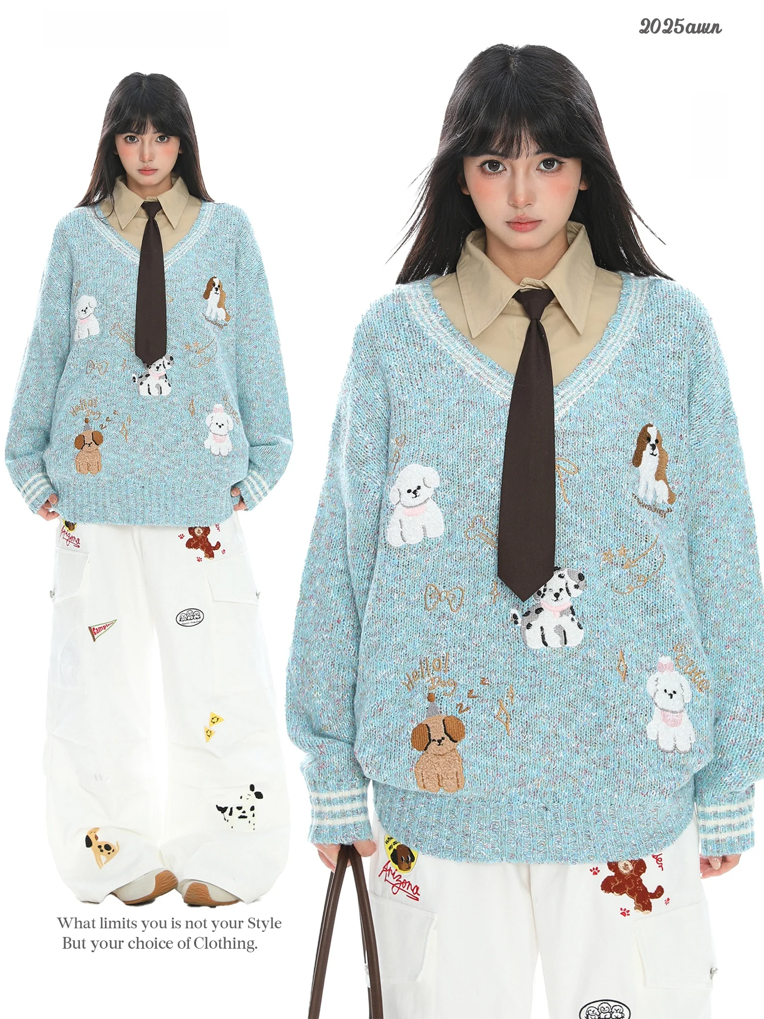 

Мягкий уютный вязаный свитер с V-образным вырезом для женщин, осенне-зимний, модный, повседневный, свободного кроя, с длинными рукавами, теплый топ