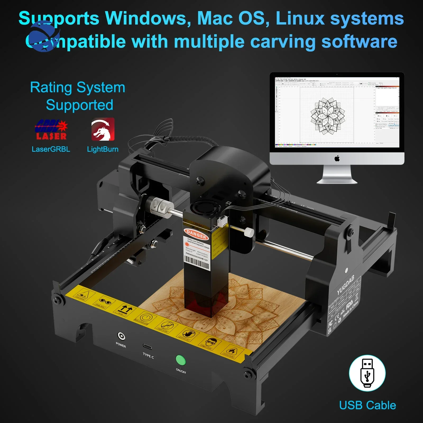 Mini Machine de gravure Laser à Diode, opération pulsée pour usage domestique, facile à utiliser, cuir et bois, prend en charge les formats AI DXF/PLT