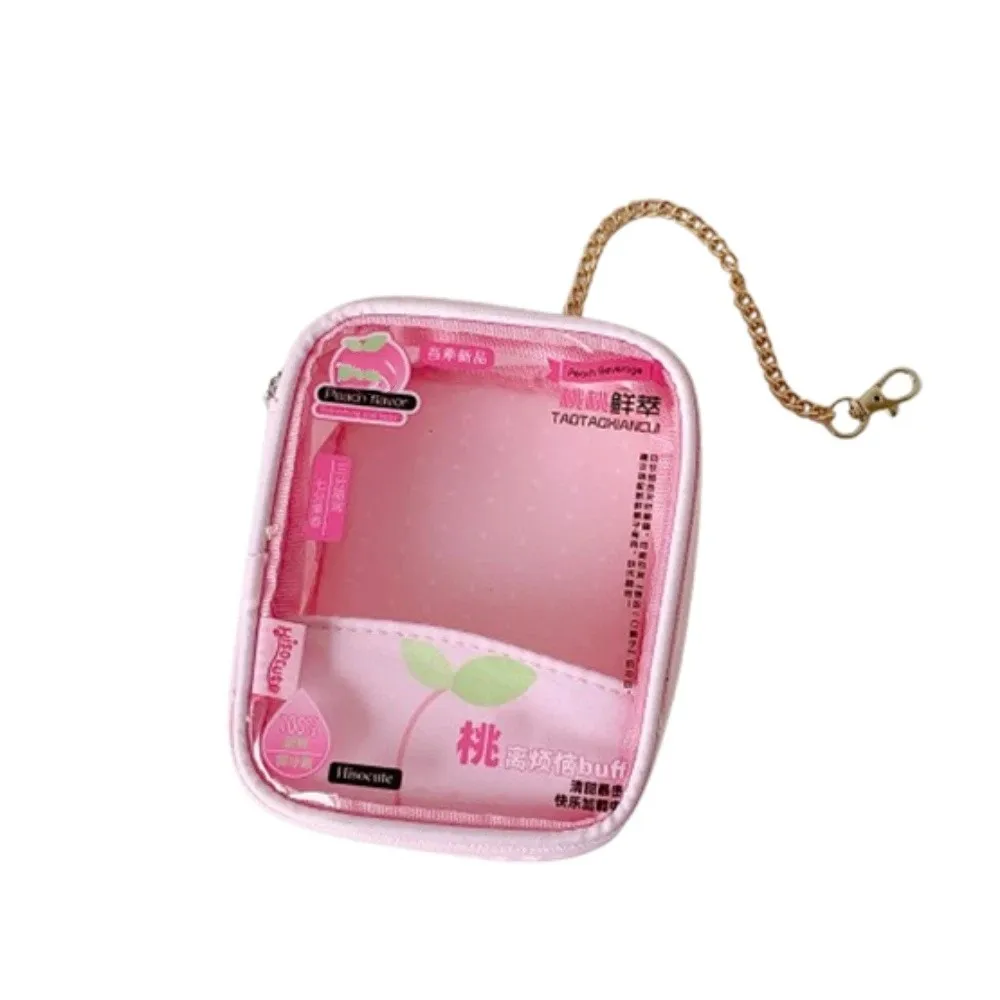 Dots Printed 10cm Transparent Display Bag Transparent with Clear Window Strawberry Cotton Storage PVC Material Zipper