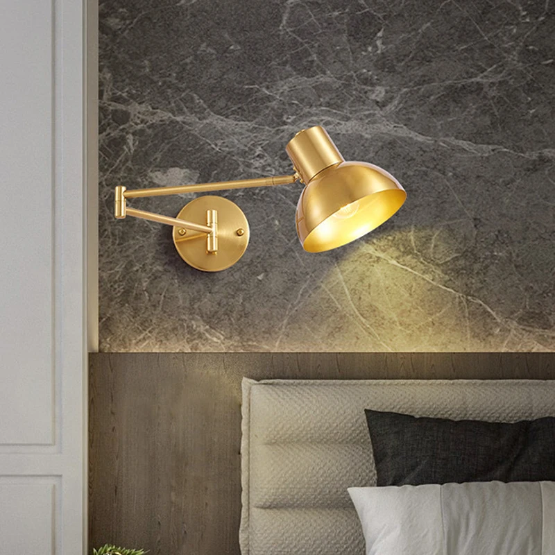 

Modern Minimalist Gold Black Swing Arm Wall Lamp Bedroom Staircase Study Lamp Hotel Corridor Adjustable Folding Bedside Light