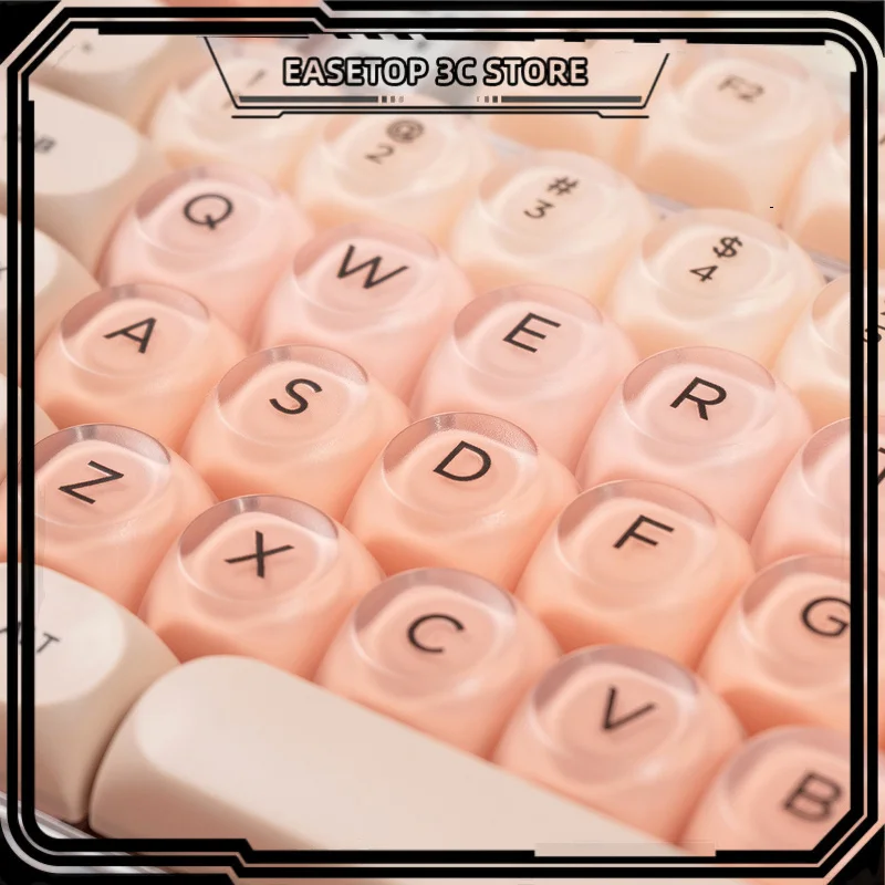 

Light Pink Themed Keycap Heat Sublimation 132keys Pbt+Pc Moa Profile Mechanical Keyboard Keycap Personalized Customization Keyca