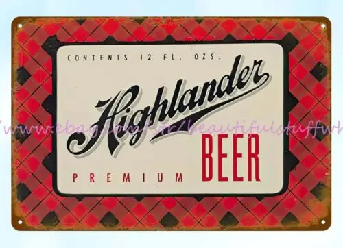 Highlander Beer Missoula Brewing Co. Montana metal tin sign home bar decor