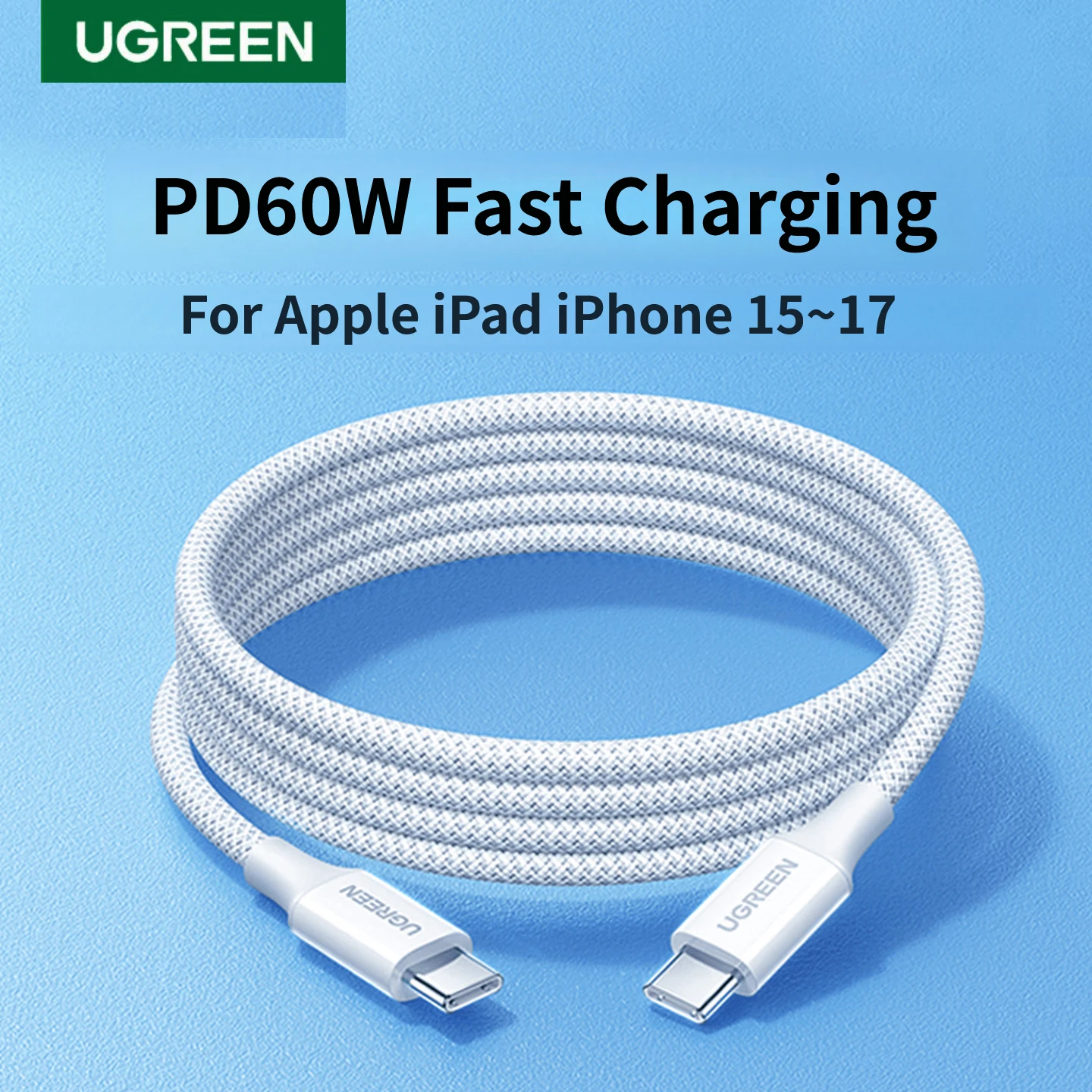 UGREEN USB Type C Cable Braided PD Fast Charging Data For Apple iPad iPhone 17 16 15 Macbook Charger Android Short Long 3m 2m 1m