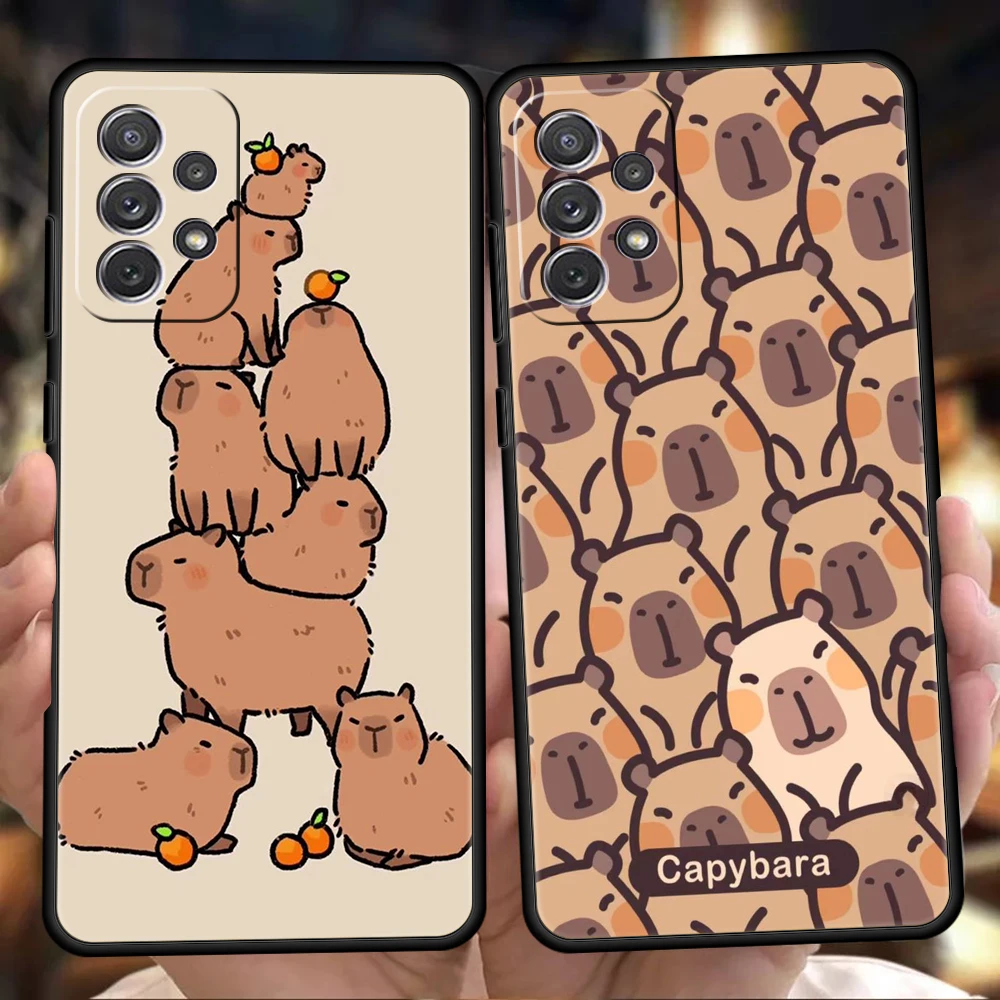 Cartoon Capybara Phone Case for Samsung Galaxy A14 A54 A34 A51 A71 A72 A73 A32 A52 A52S A01 A11 A21S A31 A41 5G Soft Shell Capas