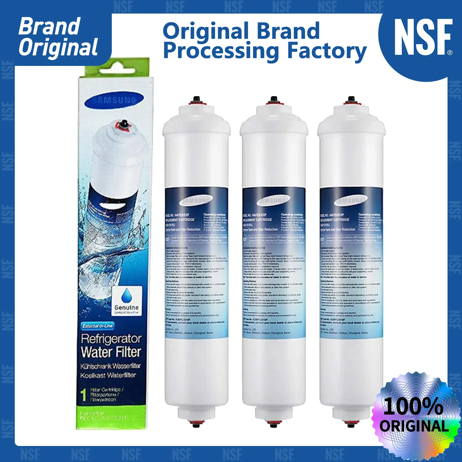 DA29-10105J Refrigerator Water Filter Inline Water Filter for Samsung AquaPure Plus HAFEX EXP 3 Pack