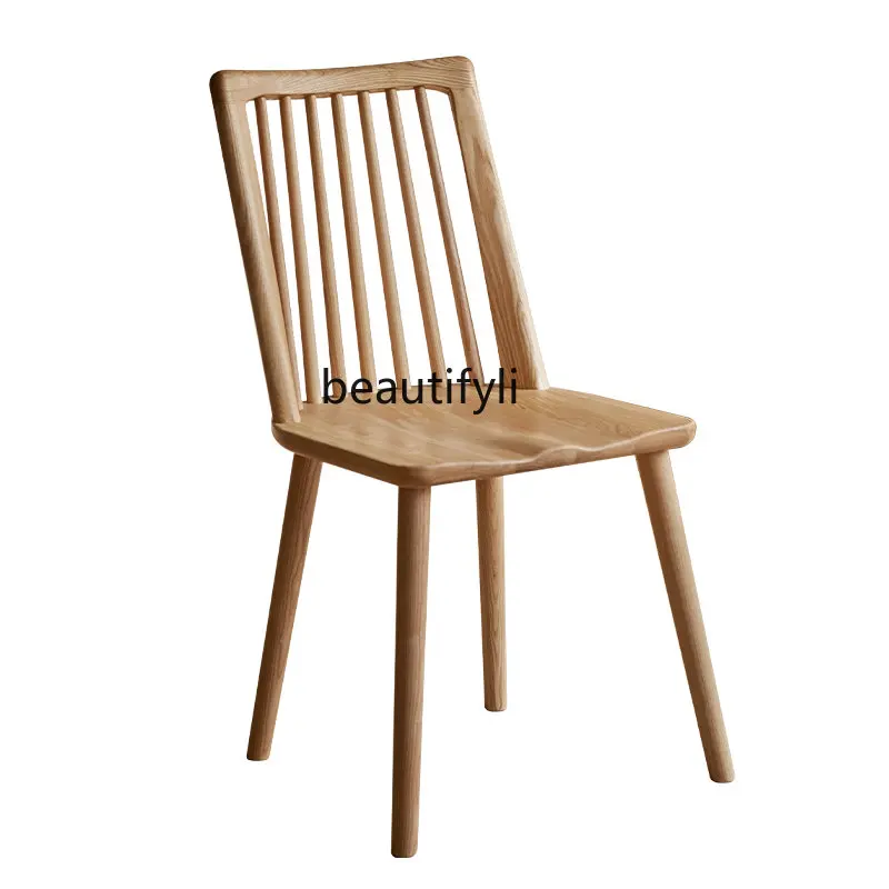 

Solid Wood Dining Chair Home Backrest Office Leisure Chair Ash Wood Study Chair