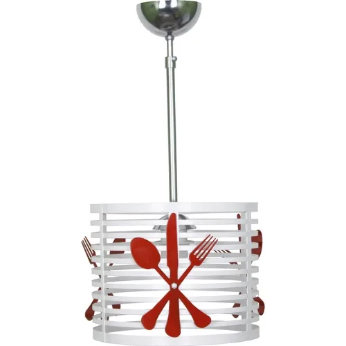 Taşcan Lighting Porthole Kitchen Single White Case Red Fork Knife Chandelier