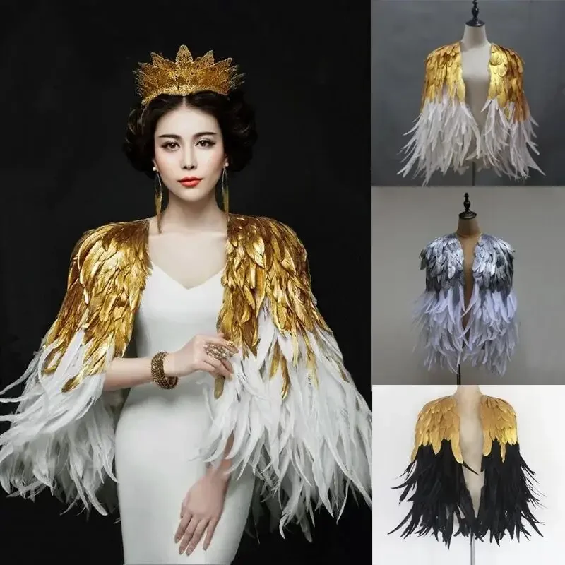 Stage Performance Shawl Wings Collision of Metal and Feathers Cool Feather Wing Dress