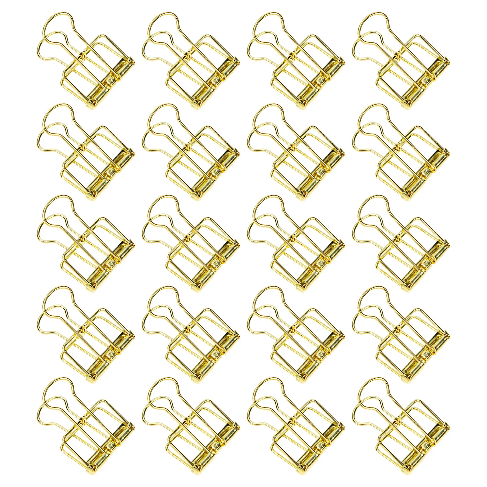 

20Pcs Hollow-Out Golden Binder Clips Stainless Steel Multi-Function Clamps for Receipt Diary Craft Office Use