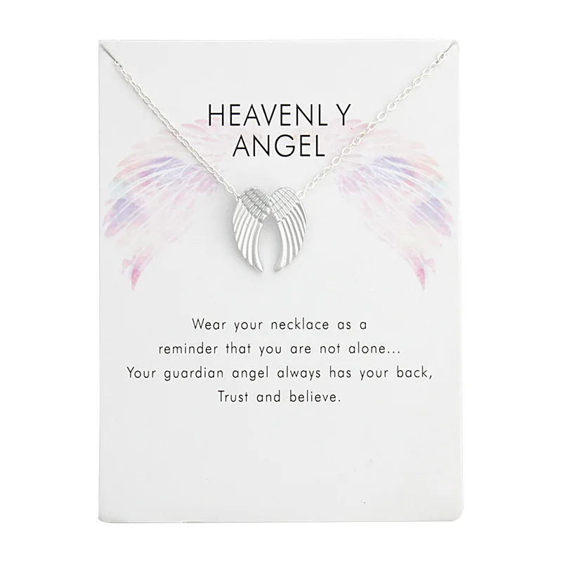 New Trendy Fashion Silver Gold Color Alloy Heavenly Angel Wings Pendant Necklaces for Women Girl Fashion Jewelry Dropship image 2