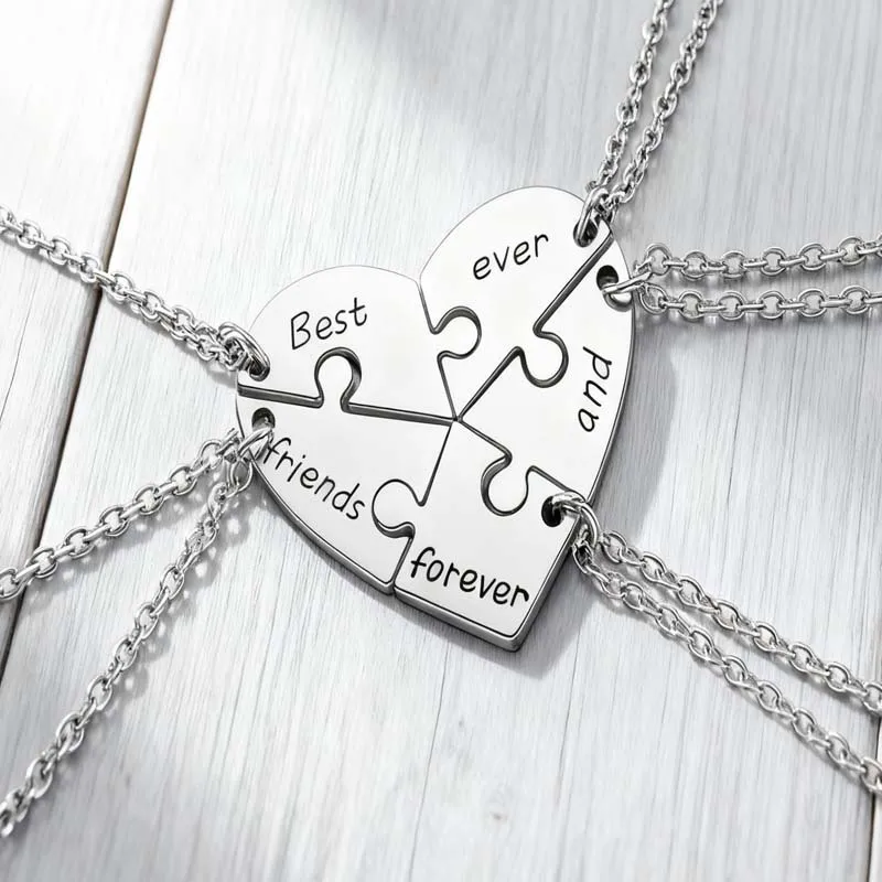 European and American Cross-Border Fashion Letter Best Friend Forever Bff Heart Splicing Necklace