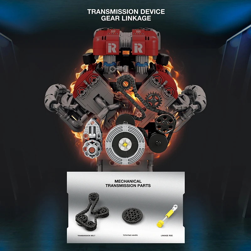 High-quality Reobrix 33015 Technical Metallic Engine Electric Rotating Puzzle Building Block Bricks DIY Toys Chrismas Gifts Kids