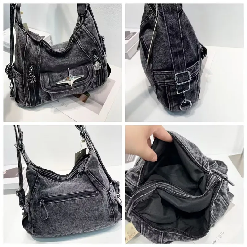 New High Quality Denim Women Handbag Casual Large Capacity Hobos Bag Hot Sell Female Totes Bolsas Shoulder Bag