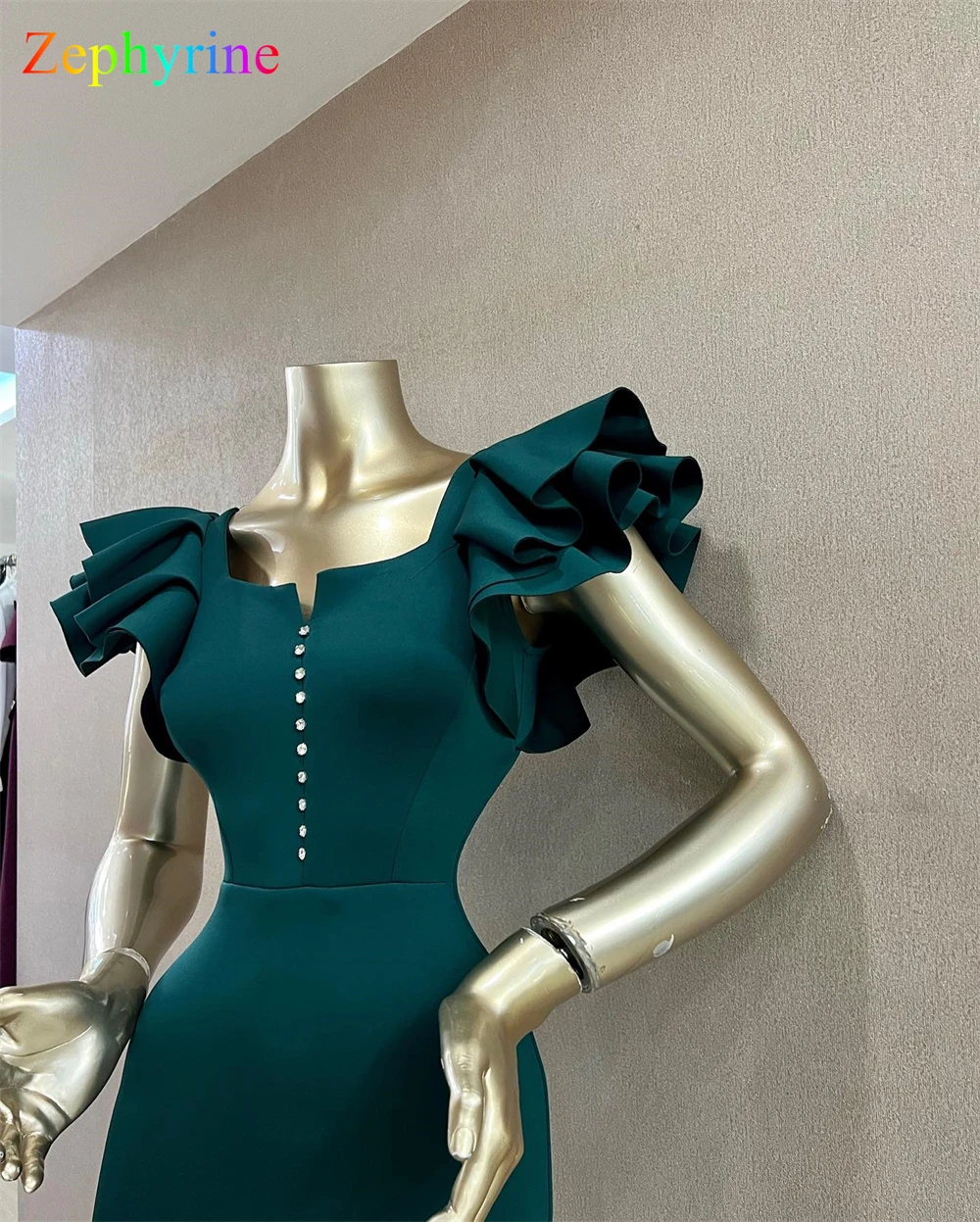 Customized Mermaid Exquisite Green Jersey Evening Dress Classic Square Collar Sleeveless Homecoming Dresses Fashion Party Gowns