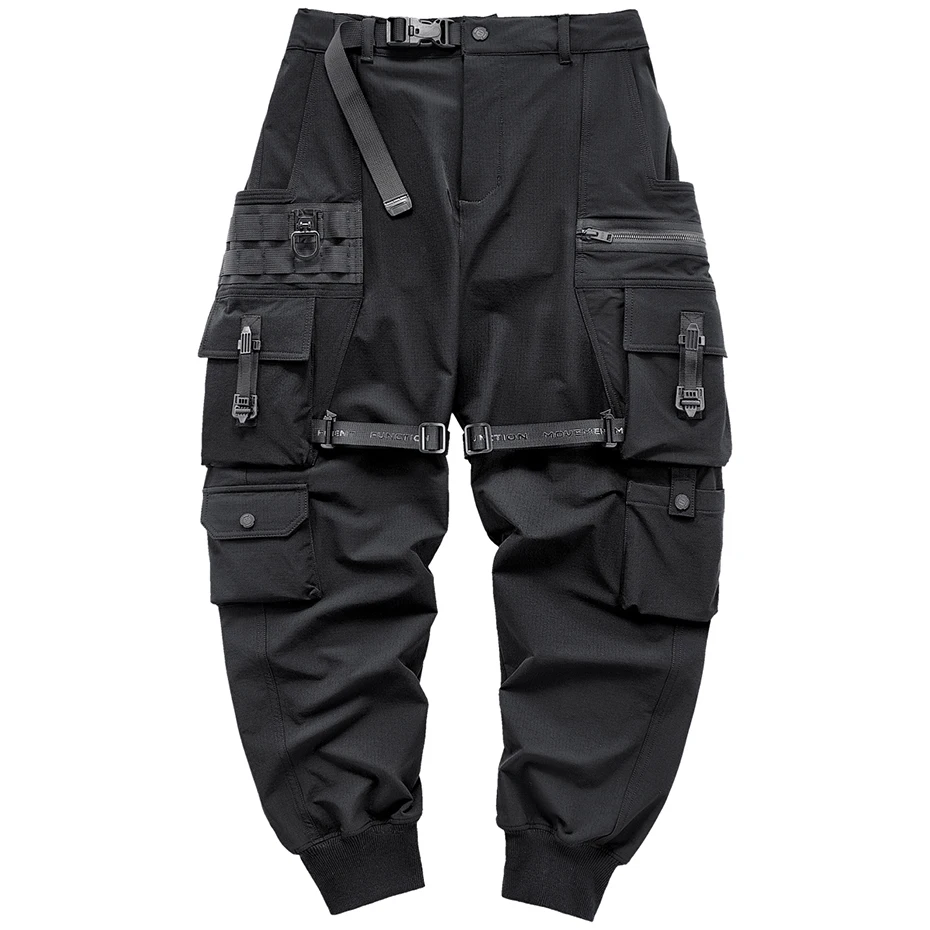 Streetwear Cargo Pants Harajuku Hip Hop Joggers Men Oversized Techwear Pants Multi Pockets Harem Pencil Trousers Black