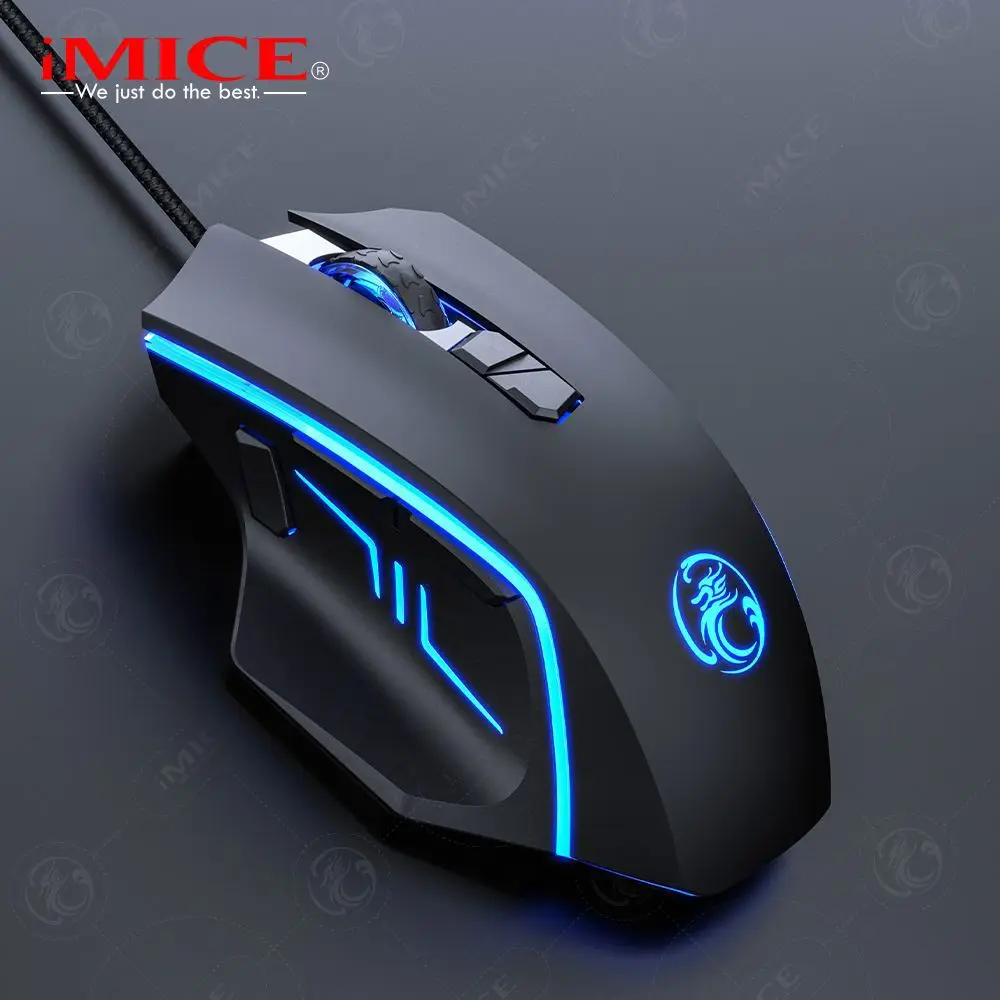 E-sports wired gaming mouse eating chicken LED colorful lights programmable with firepower key 8D