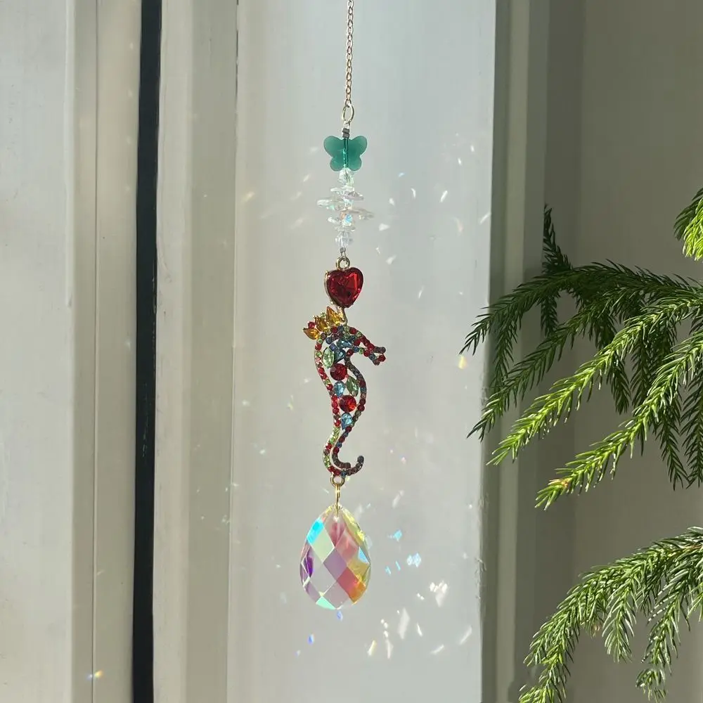 Natural Crystal Sun Catcher Pendant Hanging DIY Crafts Suncatcher Chandelier Handmade Hanging Wind Chimes Outdoor Garden Deco