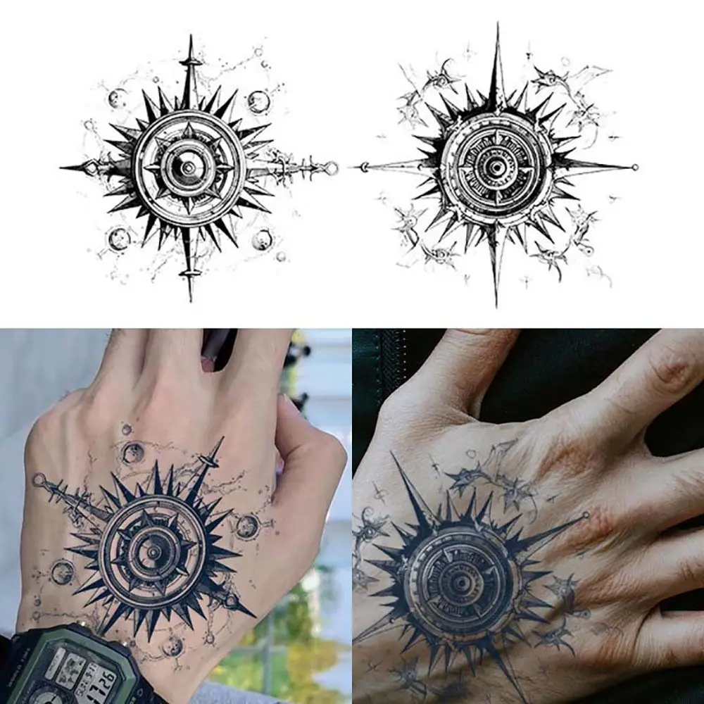 Waterproof Temporary Tattoo High-quality Long Lasting Compass Pattern Tattoo Sticker Non-reflective Body Art Stickers