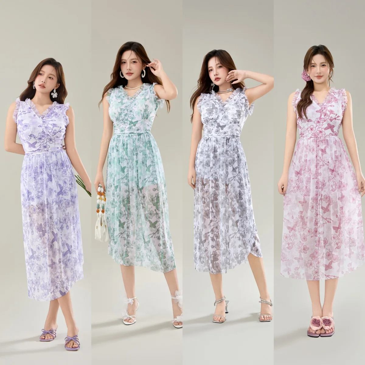 

New Fairy Style Swimsuit Women's Bikini One Piece Vacation Sexy Chiffon Long Skirt Vacation Swimsuit Women